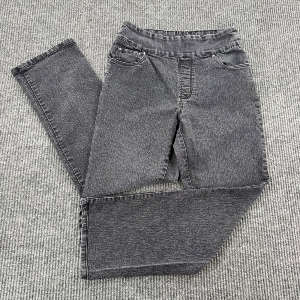 Blair Womens 12 Gray Stretch Pull On Straight Leg Jeans Pants
